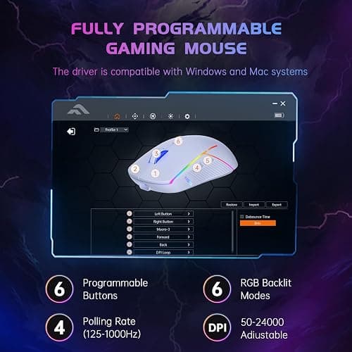 FFJ Wireless Gaming Mouse, 24000 DPI, Tri-Mode 2.4G/USB-C/Bluetooth 5.3 Gaming Mouse Wireless, RGB Programmable Mouse Gamer, 75Hrs Battery Life, Rechargeable Gaming Mice for PC, Mac, PS5, Xbox - White thumbnail 4