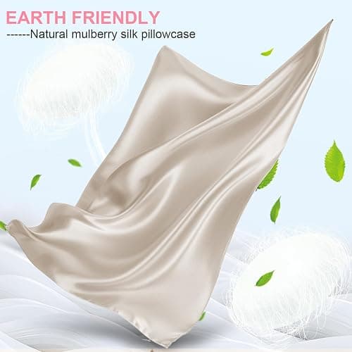 Mulberry Silk Pillow Cases 2 Pack Standard Size 20x26 Inches with Hidden Zipper, Ultra Smooth and Soft Breathable Cooling Silk Satin Pillowcase Set of 2, Better for Hair and Skin, Gifts for Women Men thumbnail 3