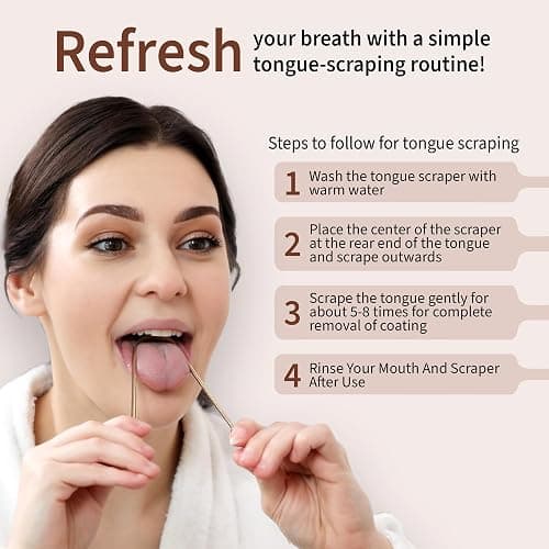 MasterMedi Pure Copper Tongue Scraper for Adults, Tongue Scrubber for Bad Breath, Easy to Use, Tongue Cleaner for Oral Care & Hygiene (Copper Pack of 1 With Case) thumbnail 6