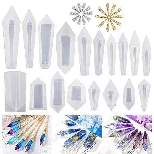 LET'S RESIN Resin Molds 18Pcs Pendulum Crystal Silicone Molds,Multi-Facet UV Resin Jewelry Molds for Quartz Crystals Pendants, Necklace - Image 1