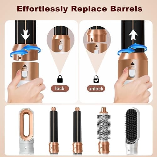 Hair Dryer Brush 5 in 1, Negative Ion Blow Dryer Brush Set, 110,000 RPM High - Speed Hot Air Brush Air Styler Curling Wrap Air Curler,Curling Iron Hair Styling Tools for Straight Curl Drying Smoothing thumbnail 7