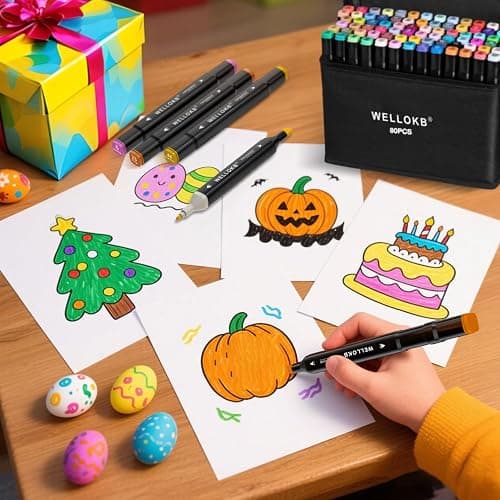 WELLOKB Alcohol Markers, 80 Colors Dual Brush Tip Permanent Art Markers, Coloring Marker, for Book Painting Card Making, Christmas gift for Adults Kids 8-12 thumbnail 2