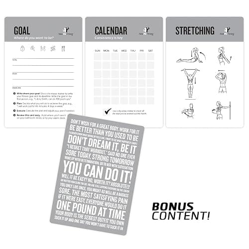 NewMe Fitness Dumbbell Workout Cards, Fitness Deck for Women and Men | Bodyweight Exercise Cards, Pilates Workout Cards, Dumbbell Compatible, Resistance Band Ready, (Dumbbell, Vol 1 ) Portable thumbnail 6