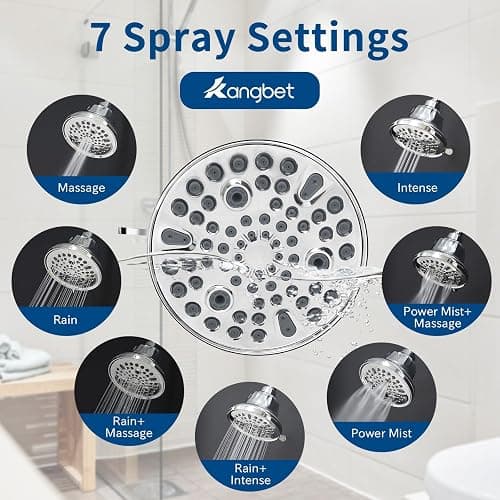Kangbet High Pressure Filtered Shower Head - Filter for Hard Water | Reduces Impurities | Stops Hair Loss, Soothes Dry Skin & Scalp - Chrome thumbnail 6