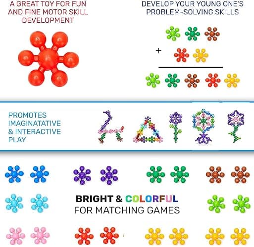 Clip Connect 100 Pieces | Diameter 1.5", Interlocking Solid Plastic Building Blocks Set Early STEM Educational Toy for Preschool Kids Boys and Girls, Promotes Fine Motor Skills & Sensory Development thumbnail 6
