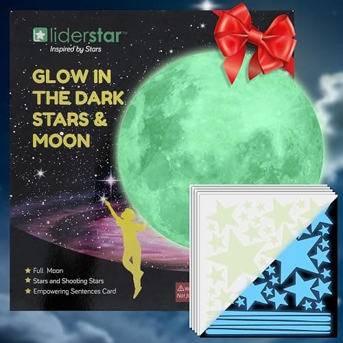 Glow in The Dark Stars and Moon for Ceiling, Luminous Stars and Moon Wall Decal, Wall Decor, Sticky Fluorescence Stars, Gift for boy and Girl Perfect for Kids Nursery Bedroom Living Room(Blue) thumbnail 2