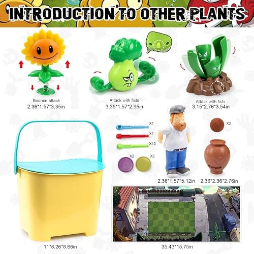 Maikerry PVZ Toys 21pcs Action Figures Set Great Gifts for Kids and Fans,Birthday and Party -with Waterproof Battlefield Map thumbnail 5
