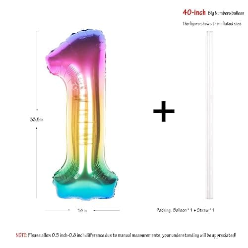 40 Inch Rainbow Digit Helium Foil Birthday Party Balloons (Dark Rainbow 1) thumbnail 3