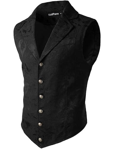 VATPAVE Mens Victorian Suit Vest Steampunk Gothic Waistcoat | Costume, Pirate, Cosplay, Vampire, Mediecal, Viking, Renaissance, Party, Wedding, Halloween, Casual - Image 1