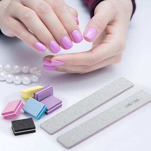 25 Pcs Nail Files for Acrylic Nails and 50 Pcs Mini Buffer Block File, 100/180 Grit Nail Buffer Double Sides Emery Boards Fingernail Files thumbnail 7