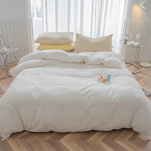 Cottonight White Comforter Sets Queen Pure White Bedding Comforter Queen Size Quilts Blanket Ultra Soft Breathabe Solid Bedding Set for Women Men Adults Teens thumbnail 6