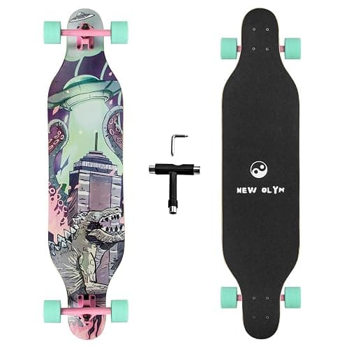 New Olym 41'' Longboard Skateboard 8 Layer Canadian Maple Drop Through Longboards for Youths Beginners - Image 1