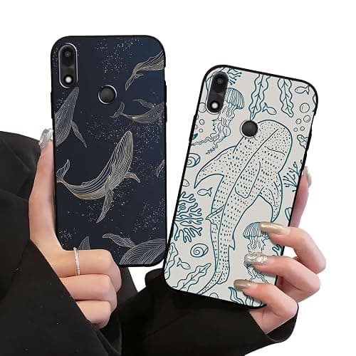 Zrutru 2 Pack Aesthetic Summer Phone Case for Gabb Phone 4 6.1",Cartoon Cute Whale Shark Ocean Coral Reefs Jellyfish Pattern Cases for Girls Women,Soft Silicone TPU Protective Cover - Image 1