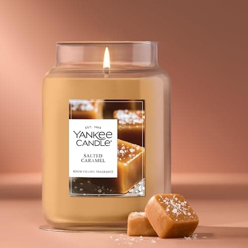 Yankee Candle Salted Caramel, Holiday Scented Candle, 22oz Large Jar with up to 150 Hour Burn Time, Giftable, Holidays thumbnail 2