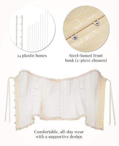 SZIVYSHI Corset Tops for Women, Bustier Shapewear Lingerie, Lace Waist Push Up Bodysuit thumbnail 5