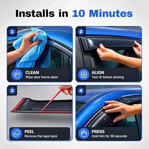 IG Window Visors Fit for 2012-2018 Ford Focus, Out-Channel Rain Guards Vent Wind Deflectors 4PC, Car Accessories for 12-18 Focus thumbnail 7