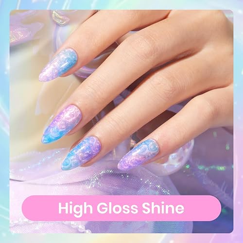 Beetles Pearl Gel Polish, 6 Colors Shimmer Glitter Nail Polish Pink Purple Orange Mermaid Nail Drawing Nail Gel Dreamy Carousel Soak Off Uv Swirl Shell Thread Effect DIY Manicure Gift for Women thumbnail 3