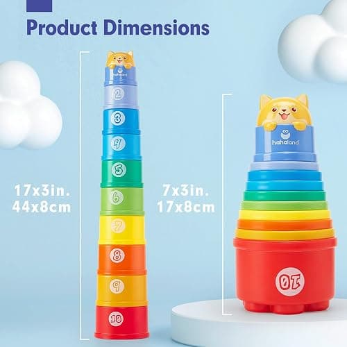 hahaland Stacking Toys for Toddlers 1-3 - Stacking Cups - Toddler Toy Age 1-2 Learning Montessori Toys for 1 Year Old Boy Baby Stacking Cups 12-18 Months thumbnail 2