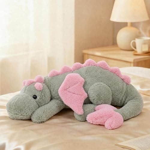 ARELUX Large 36in Cute Dragon Stuffed Animals Plush Toy Soft Matcha Green Pterosaur Plushie Giant Fuzzy Dinosaur Pillow Plushies with Pink Wings Cuddly for Friends Family Member thumbnail 8