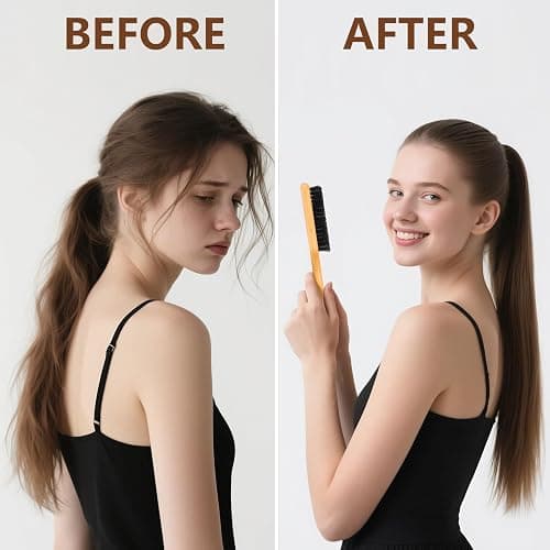 SWEET VIEW Boar Bristle Slick Back Hair Brush for Smooth Flyaways, Frizz, Sleek Ponytail, Buns and Edge Baby Hair, Teasing | Gel Comb Styling Accessories for Girls, Kids and Women thumbnail 3