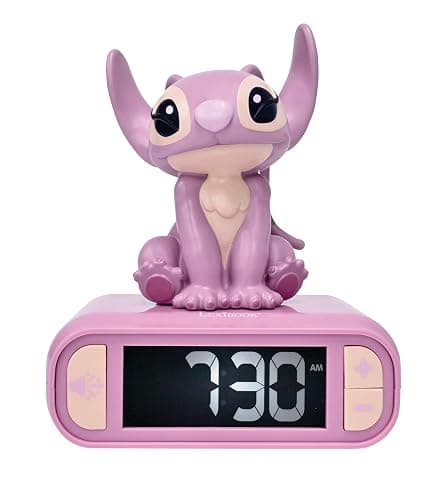 LEXiBOOK, Disney Stitch, Angel Night Light Alarm Clock, Sounds and Melodies, Backlit LCD Screen, Luminous, Snooze, Pink, RL800D1 thumbnail 3
