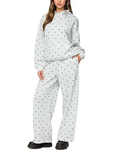 HOCANDY Polka Dot Hoodie and Sweatpants Set for Women - Image 1