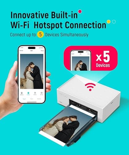 Liene 4x6'' Photo Printer, Phone Printer 100 Sheets, Full-Color Photo, Portable Instant Photo Printer for iPhone Android, Thermal Dye Sublimation, Wi-Fi Picture Printer 100 Papers & 3 Cartridges thumbnail 6