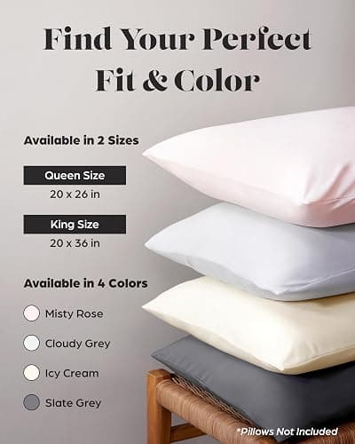 Lavish Comforts® Cooling Pillow Cases for Hot Sleepers – Cool, Ultra-Soft Pillow Cases for Acne & Frizz, Anti Acne Pillow Case, Antimicrobial, Alternative Silk Pillow Cases– Queen Dark Gray Set of 2 thumbnail 7