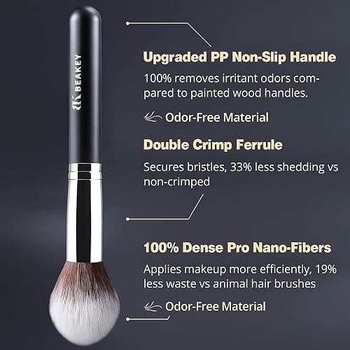 BEAKEY Makeup Brushes Set, Professional Foundation Eyeshadow Concealer Blush Powder Bronzer Applicator, 2 Blender Sponge with Beauty Paper Case thumbnail 5