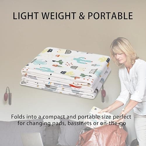 Baby Diaper Changing Pad Liners(22X27.5 inches) Soft Cotton Waterproof Changing Pad for Baby Underpads Mattress Pad Sheet Protector Portable Reusable Urine Pads for Travel Gear Pack of 3 thumbnail 6