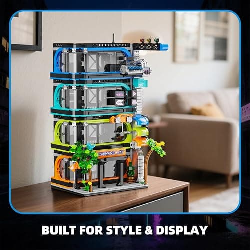 NEWABWN City Parking Tower Building Set for Adults, 1144Pcs Vertical Garage Display, Compatible with Lego City Mini Cars (6-Stud Wide) & 1:64 Die-Cast Models, Building Kit for Collectors thumbnail 6