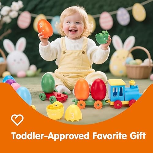 hahaland Toddler Learning Toys for 2 3 Year Old – Montessori Counting Matching Train Set with 8 Dinosaurs & Sorting Easter Eggs, Dino Stickers Toddler Toys for Kids 1-3 Years Easter Basket Stuffers thumbnail 9