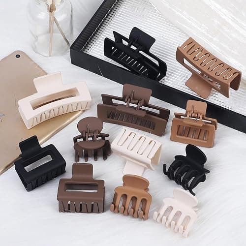 SMKSL 3 Styles Hair Clips for Women Small Medium Big Claw Clips for Thin Thick Hair 12 Pcs Hair Claw Clips Hair Clips Combination Hair Accessories for Women (Brown) thumbnail 5
