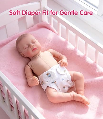 Reborn Baby Doll Accessories, 4-Pack Reusable Diapers for 17-24 Inch Dolls | Soft cotton-blend doll diapers for nurturing play; reusable and hand washable. Four assorted prints ship at random. thumbnail 4