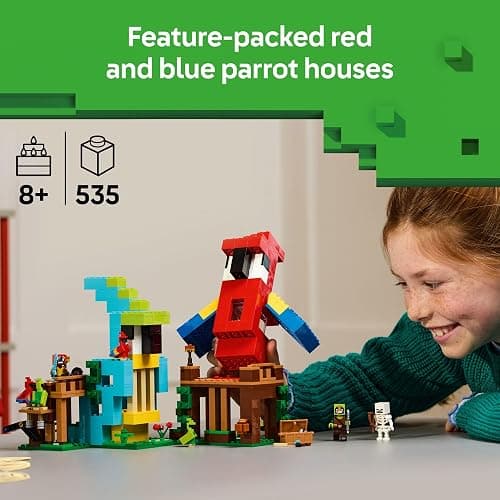 LEGO Minecraft The Parrot Houses Building Toy for Boys and Girls 8+ - Minecraft Video Game Kids Toy - Includes Jungle Ranger and Parrot Handler Minifigures and Accessories - 21282 thumbnail 2