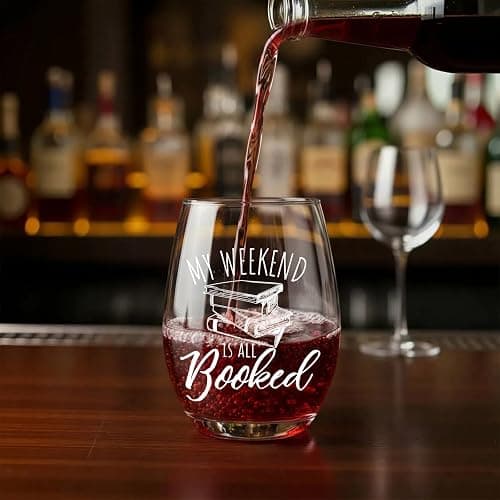 Innfueunun Book Lovers Wine Glass, My Weekend Is ALL Booked | Funny Wine Glass Gift, Bookish Gift for Readers, Christmas Birthday Gifts, Book Club Lovers thumbnail 4