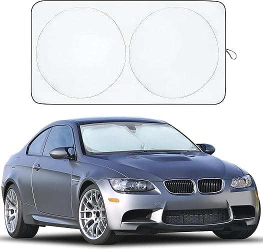 EcoNour Patented Design Car Windshield Sun Shade | Blocks 99% Heat & Keeps Interior Cool | Fits Cars, SUVs, Trucks | Automotive Sun Screen, Visor & Car Accessories for Summer | Medium (64x32 Inches) - Medium - Image 1
