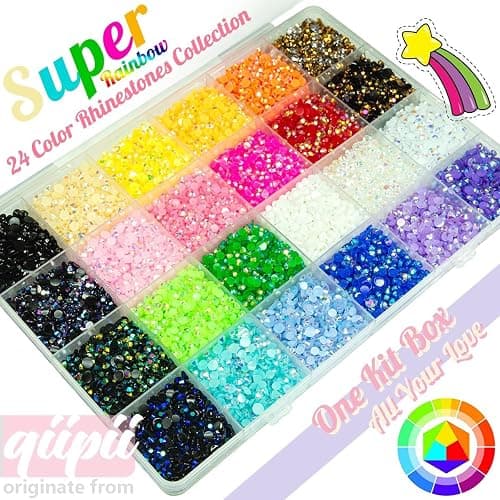 qiipii 20000PCS 24 Color Jelly Resin Rhinestones w B7000 Glue for Bedazzling Crafting 3mm 4mm Flatback Rainbow Stones Colorful AB Gems Diamonds Charms Bedazzler Kit for Nails Eyes Face Makeup Beauty thumbnail 2