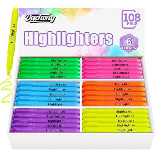 Duchong 108 Highlighters Bulk, Highlighters Assorted Colors, Chisel Tip Dry-Quickly No Bleed Highlighter, Office Classroom Must Have, Back to School Supplies for Teachers(Multicolor) - Image 1