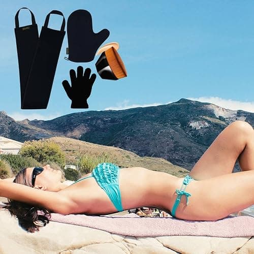 4Pack Self Tanning Mitt Set, 1 Self Tan Mitt, 1 Self Tanner Lotion Back Applicator, 1 Self Face Tanning Brush, 1 Exfoliating Glove, Self Tan Kit (4pack tanning applicator) thumbnail 7