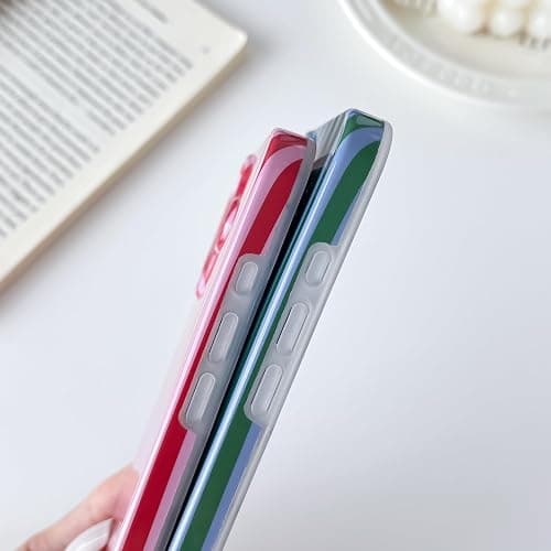 Yeddabox for iPhone 16 Case Cute Striped Phone Case Soft TPU Slim Shockproof Phone Cover for Women Girls, Blue and White thumbnail 4