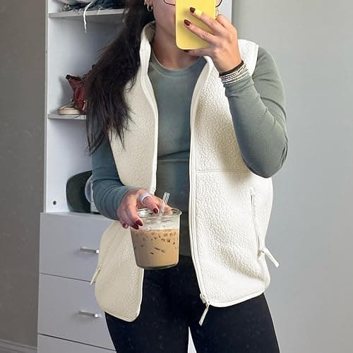 Hixiaohe Sherpa Fleece Vest for Women Trendy Warm Sleeveless Vests Jacket Lightweight Zip Coats with Pockets Fall Outerwear thumbnail 7