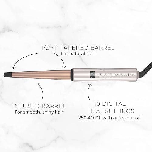 Remington Shine Therapy Argan Oil & Keratin Infused ½-1 Inch Tapered Curling Wand for Natural Curls, Includes Heat Glove thumbnail 3