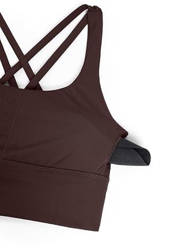 CRZ YOGA Naked Feeling Strappy Longline Sports Bras for Women - Medium Impact Criss Cross Yoga Padded Workout Crop Top thumbnail 5