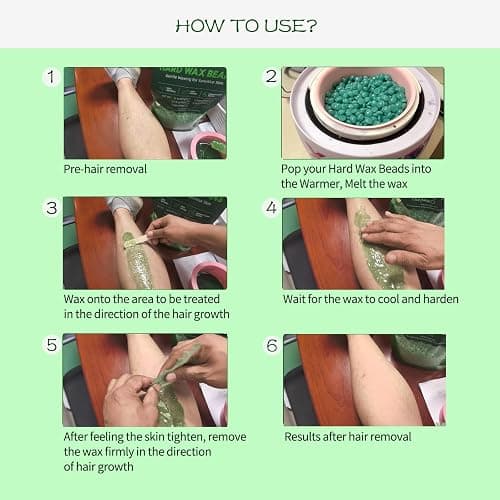 Wchiou Hair Removal Wax, 2lb Wax Beads for Sensitive Skin, With Pure Aloe Vera, For Face, Eyebrow, Leg, Bikini, Brazilian Waxing, Coarse Body Hair Specific thumbnail 3