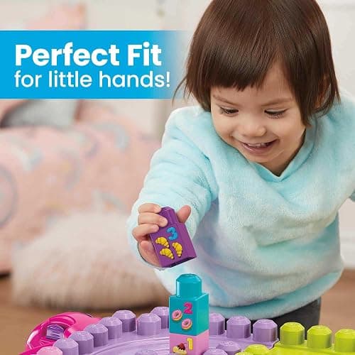MEGA BLOKS First Builders Toddler Blocks Toy, Build ‘n Learn Portable Activity Table with 30 Pieces and Built-In Storage, Pink, Kids Ages 1+ Years (Amazon Exclusive) thumbnail 2