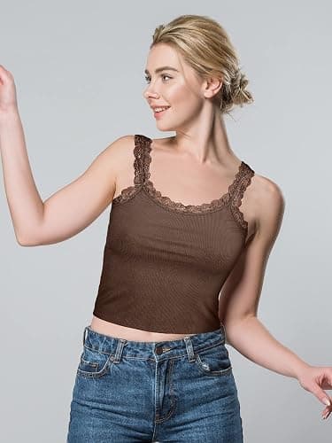 Sintege Women's Lace Patchwork Tank Top Lace Camisole Tank Sleeveless Cami Crop Y2k Tops thumbnail 3
