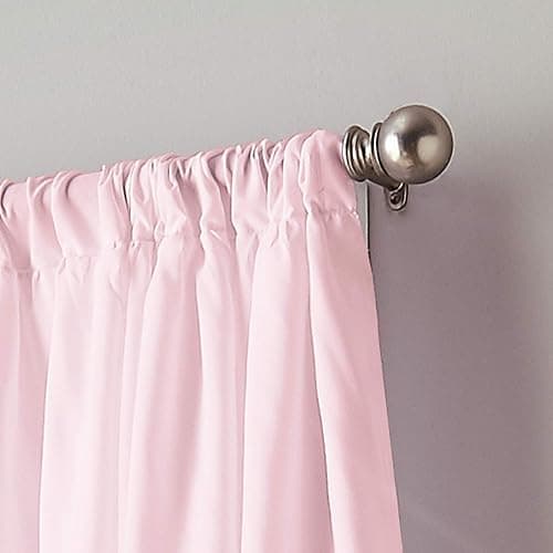 Curtainworks Flounced Ruffle Rod Pocket 100% Polyester, 42 x 63 Inch, 1 Curtain Panel, Pink thumbnail 3