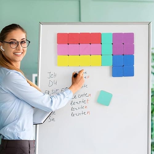 MaxGear 24 Pack Dry Erase Erasers, Magnetic Whiteboard Dry Erasers for Classroom, Mini Whiteboard Cleaning Pads, Chalkboard Wiper Teacher Supplies for School, Office, Home, 6 Color, 2 x 2 Inch thumbnail 8