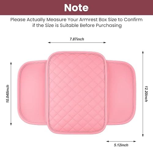 DSCARCovers Upgraded Car Center Console Cover Pink,Microfiber Leather Car Armrest Cover Cushion with 2 Storage Bags,Universal Car Armrest Storage Box Car Interior Accessories for Most Vehicles (Pink) thumbnail 2
